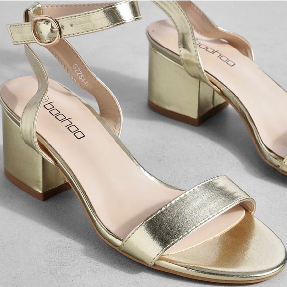 Gold Metallic Low Block Heels Size 9.5, 9. Never worn. - Picture 1 of 7